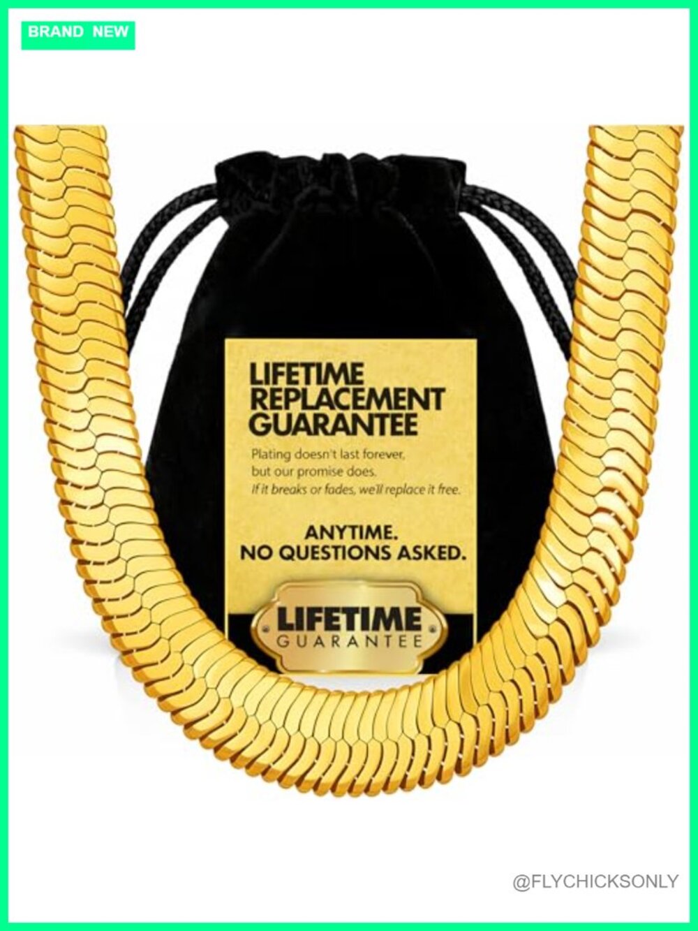 11mm Flexible Herringbone Chain Necklace 24k Real Gold Plated 18in